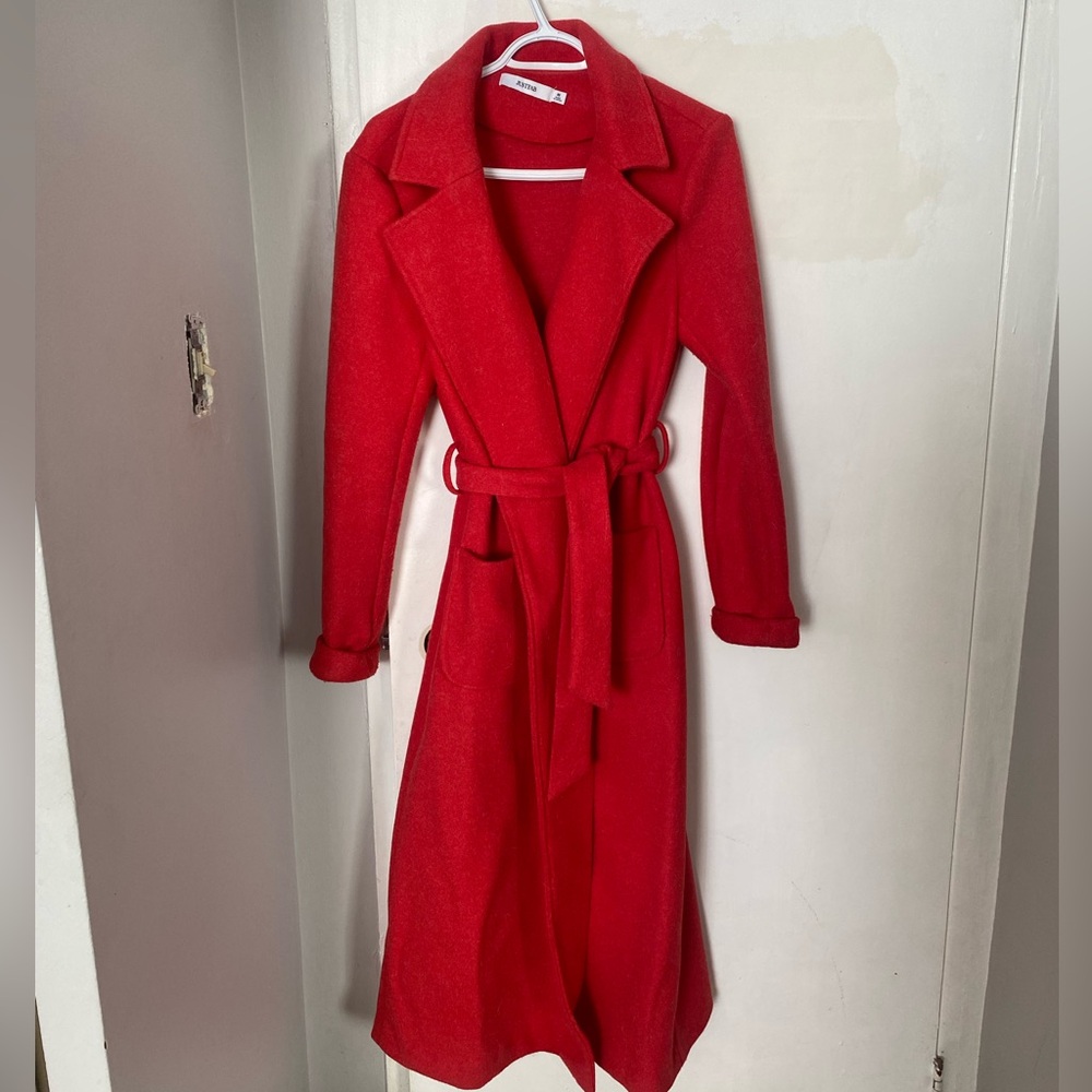 Red Belted Long Coat